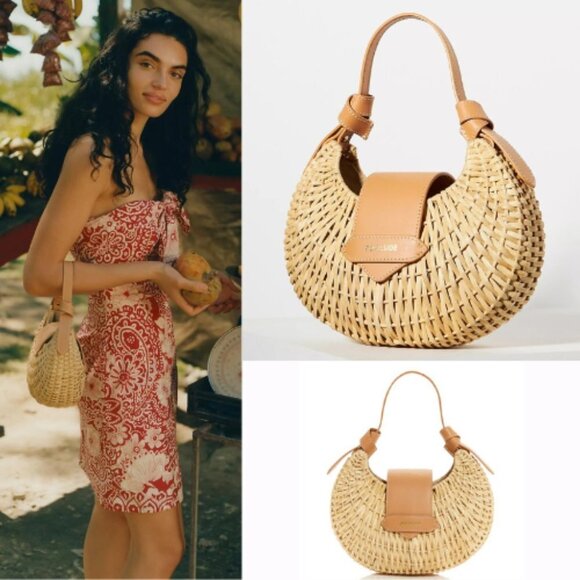 ANTHROPOLOGIE Poolside Croissant Satchel In Brown - Picture 4 of 16